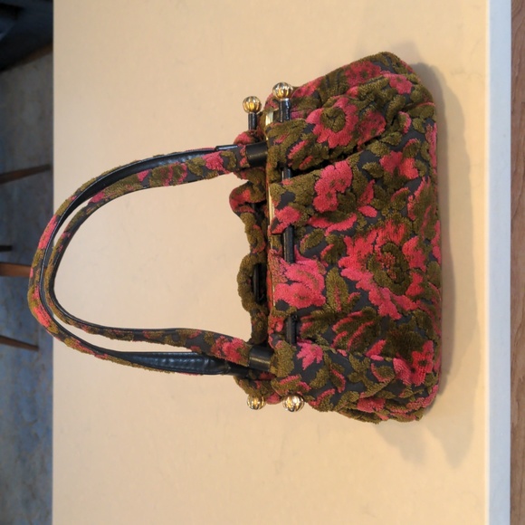 Handbags - VTG Vintage Floral Carpet Handbag, pink and green